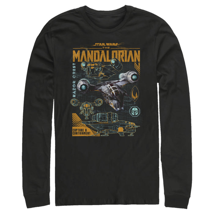 fifth sun Men's Star Wars: The Mandalorian Razor Crest Capture and Containment Long Sleeve Shirt
