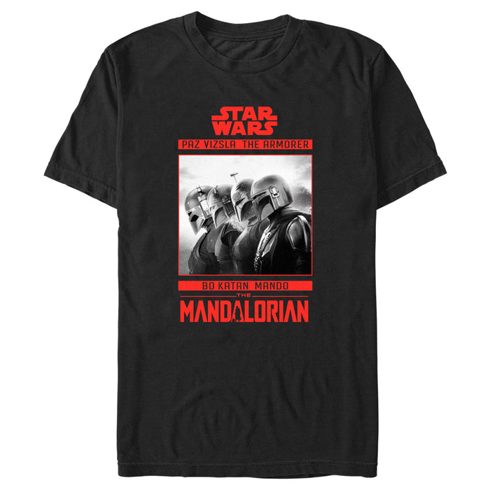 fifth sun Men's Star Wars: The Mandalorian Red Character Poster T-Shirt