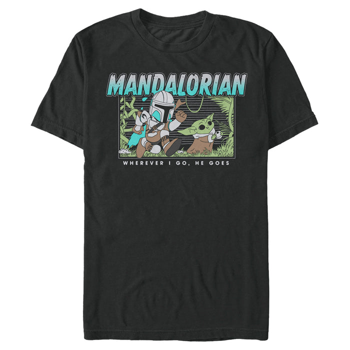fifth sun Men's Star Wars: The Mandalorian Retro Cartoon Ball Chase T-Shirt
