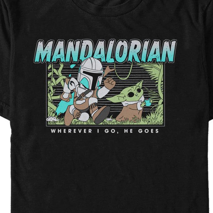 Fifth Sun Men's Star Wars: The Mandalorian Retro Cartoon Macaroon Chase T-Shirt