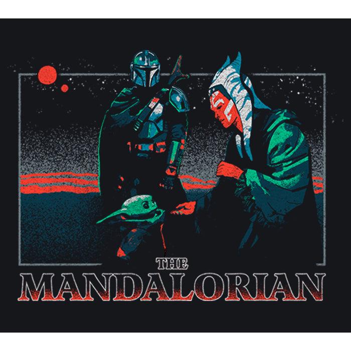 Fifth Sun Men's Star Wars: The Mandalorian Retro Sunset With Grogu And Ahsoka T-Shirt