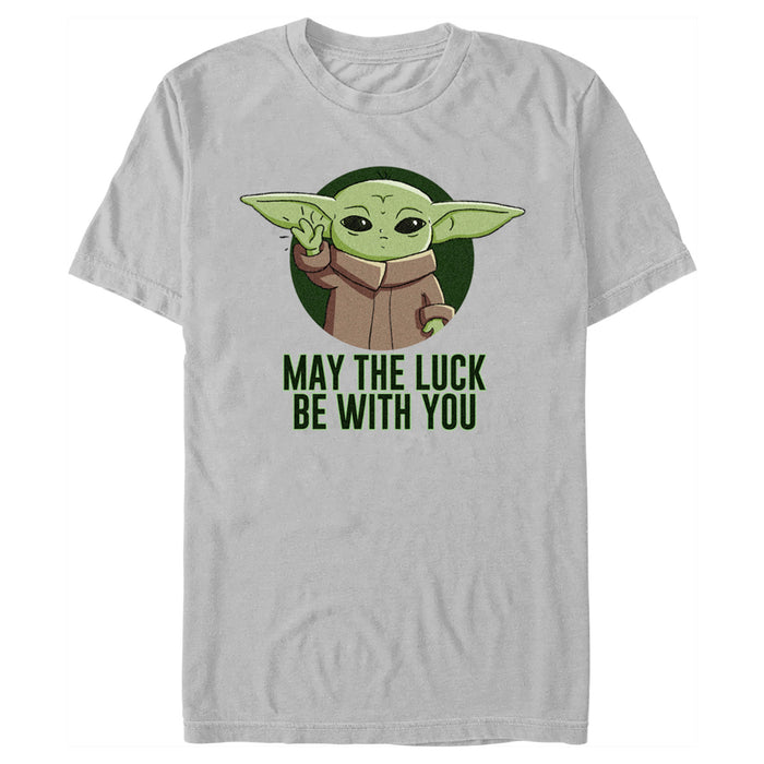 fifth sun Men's Star Wars: The Mandalorian St. Patrick's Day Grogu May the Luck Be With You T-Shirt