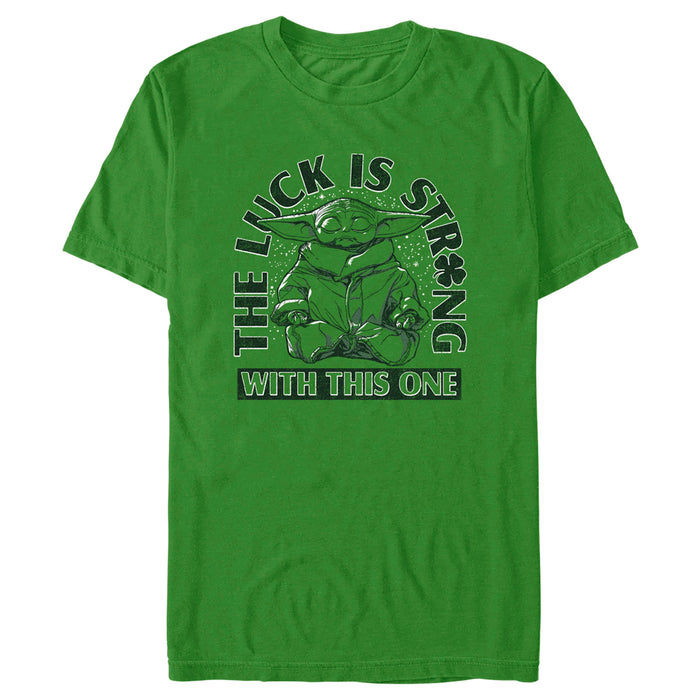 fifth sun Men's Star Wars: The Mandalorian St. Patrick's Day Grogu The Luck is Strong with this One T-Shirt
