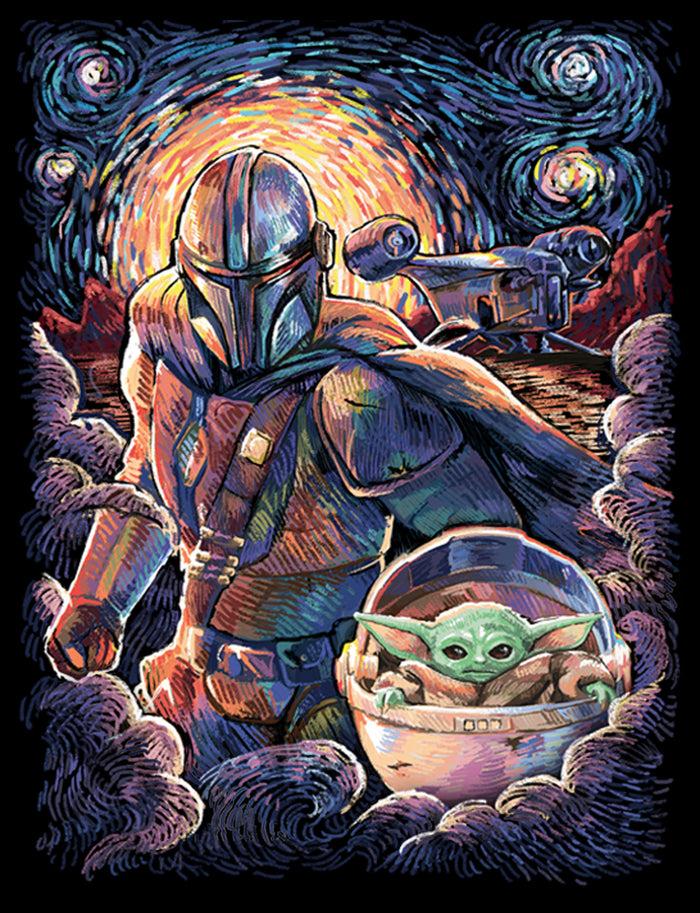 Fifth Sun Men's Star Wars: The Mandalorian Starry Night Best Friend Portrait Sweatshirt
