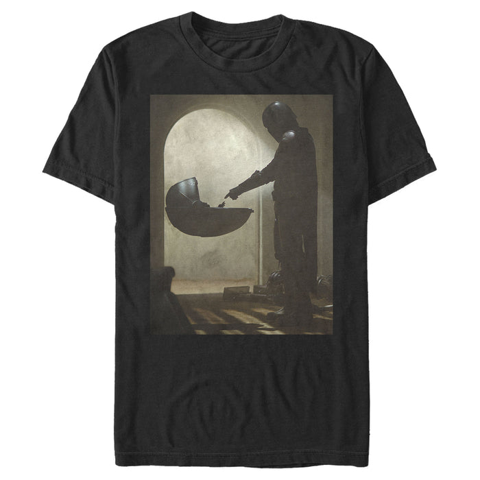 fifth sun Men's Star Wars: The Mandalorian The Child and Bounty Hunter Portrait Scene T-Shirt