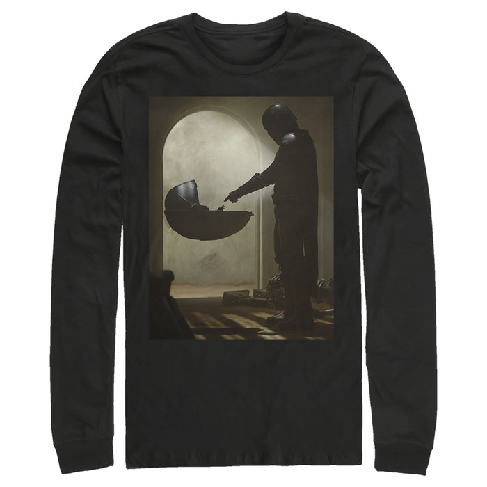 fifth sun Men's Star Wars: The Mandalorian The Child and Bounty Hunter Portrait Scene Long Sleeve Shirt