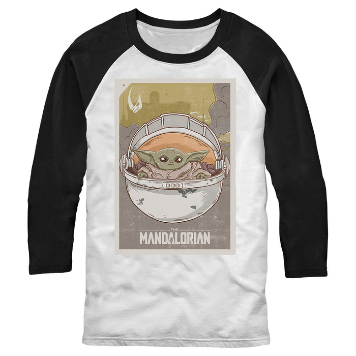 fifth sun Men's Star Wars: The Mandalorian The Child Cradle Baseball Tee