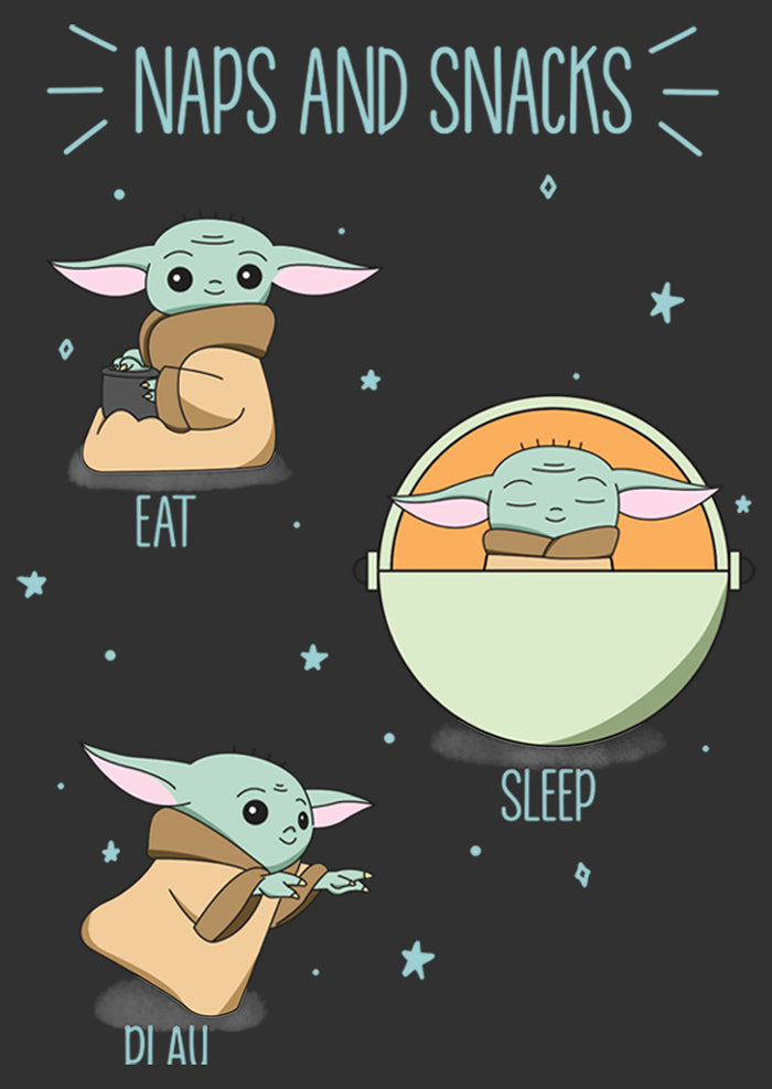 Fifth Sun Men's Star Wars: The Mandalorian The Child Naps And Snacks T-Shirt