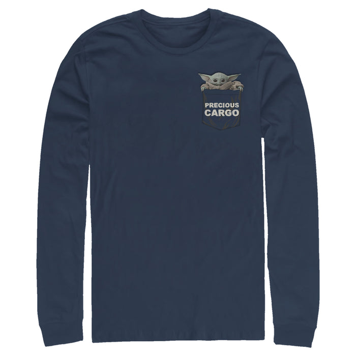 fifth sun Men's Star Wars: The Mandalorian The Child Precious Cargo Pocket Long Sleeve Shirt