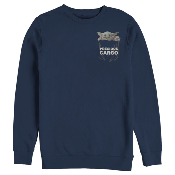 fifth sun Men's Star Wars: The Mandalorian The Child Precious Cargo Pocket Sweatshirt