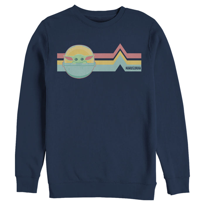 fifth sun Men's Star Wars: The Mandalorian The Child Retro Stripes Sweatshirt