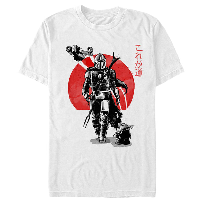 fifth sun Men's Star Wars: The Mandalorian The Mandalorian Grogu & Djarin Red Sunset Art T-Shirt