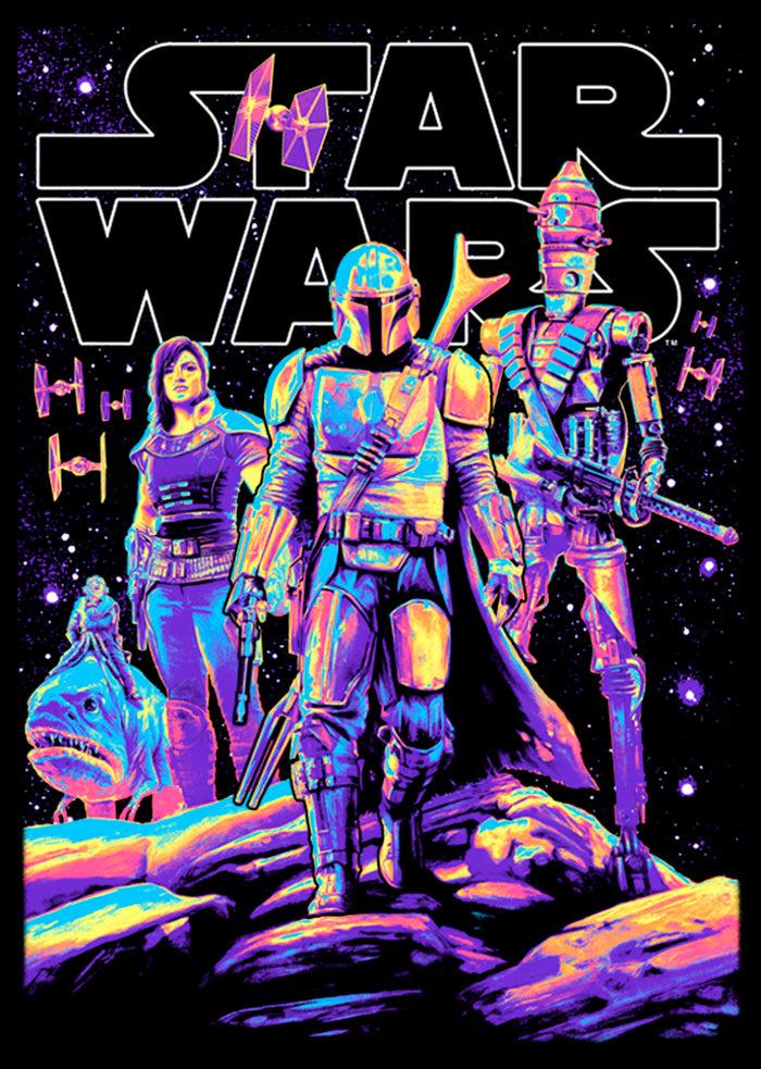 Fifth Sun Men's Star Wars: The Mandalorian The Mandalorian Paint Swirl Character Pose T-Shirt