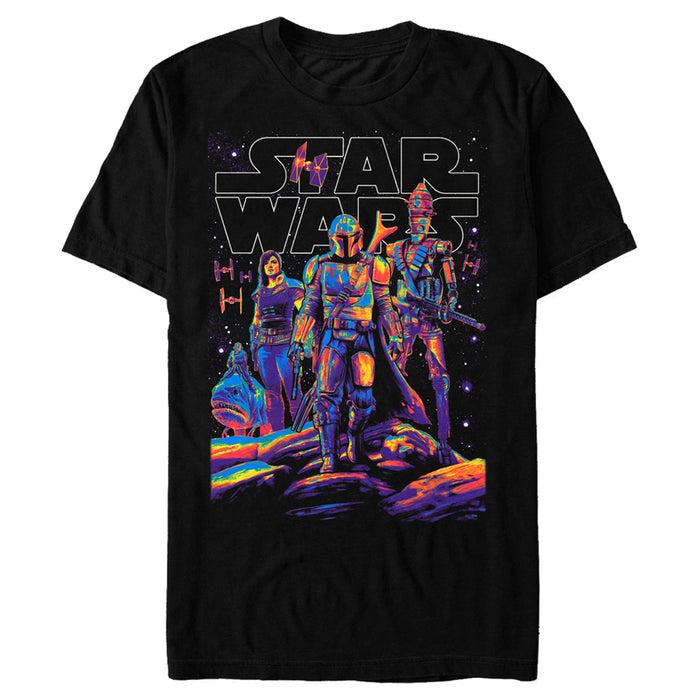 fifth sun Men's Star Wars: The Mandalorian The Mandalorian Paint Swirl Character Pose T-Shirt