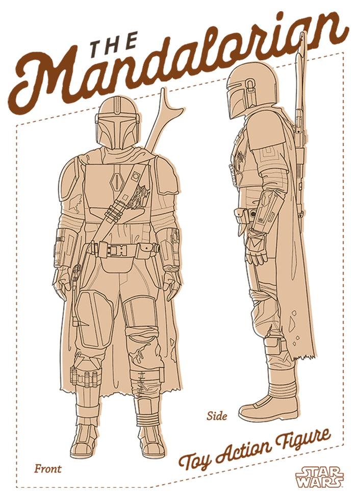 Fifth Sun Men's Star Wars: The Mandalorian Toy Action Figure Baseball Tee