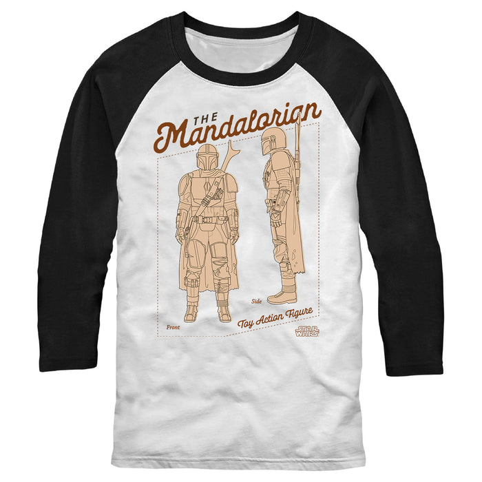 fifth sun Men's Star Wars: The Mandalorian Toy Action Figure Baseball Tee