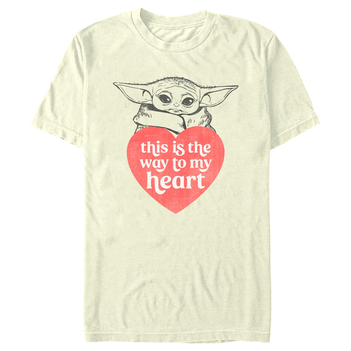 fifth sun Men's Star Wars: The Mandalorian Valentine's Day Grogu This is the Way to my Heart T-Shirt