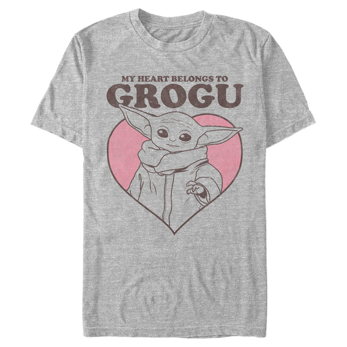 fifth sun Men's Star Wars: The Mandalorian Valentine's Day The Child Belongs to Grogu T-Shirt