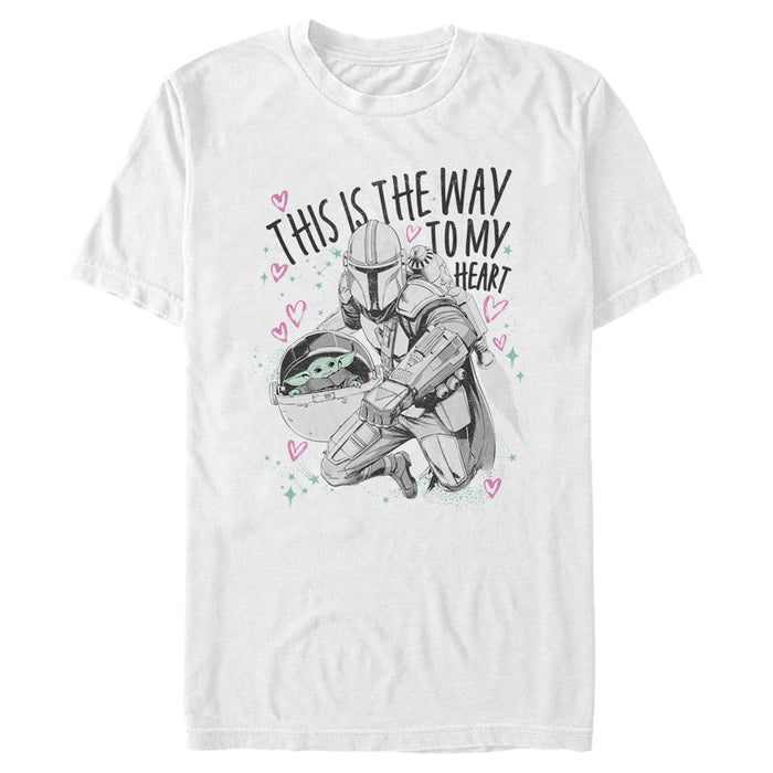 fifth sun Men's Star Wars: The Mandalorian Valentine's Day The Child Way to my Heart T-Shirt