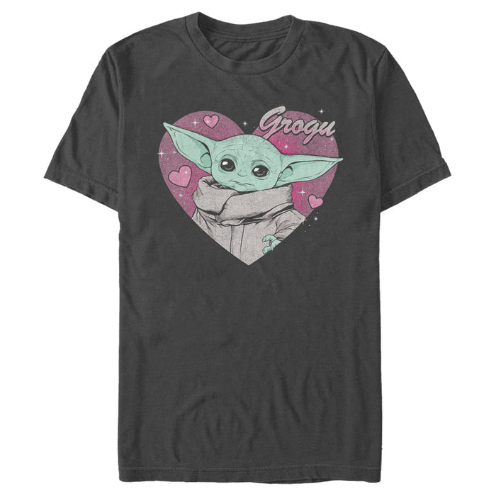 fifth sun Men's Star Wars: The Mandalorian Valentine's Day The Child Heart Portrait T-Shirt