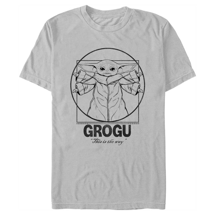 fifth sun Men's Star Wars: The Mandalorian Vitruvian Grogu T-Shirt