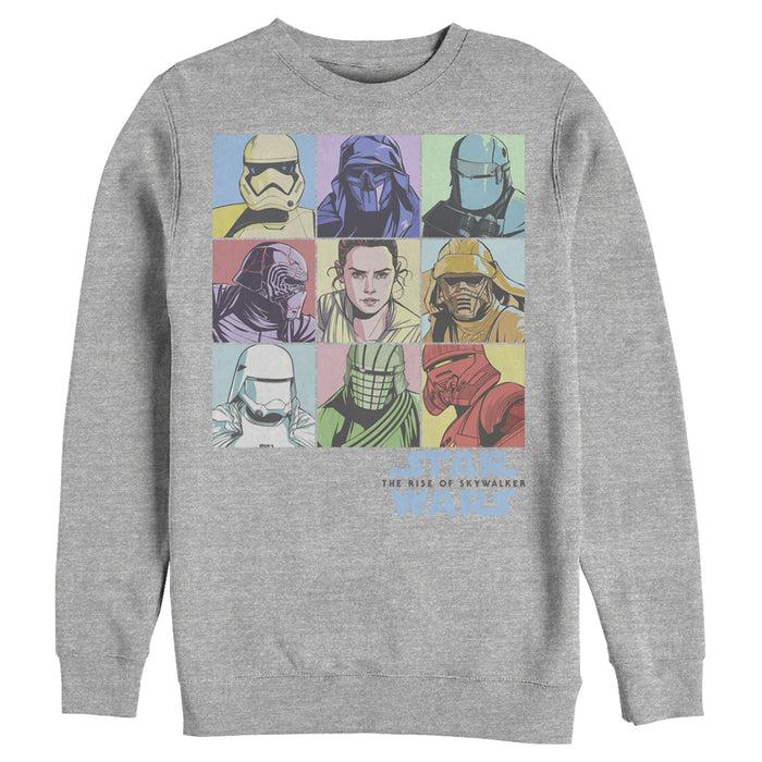 fifth sun Men's Star Wars: The Rise of Skywalker Pastel Character Box Sweatshirt