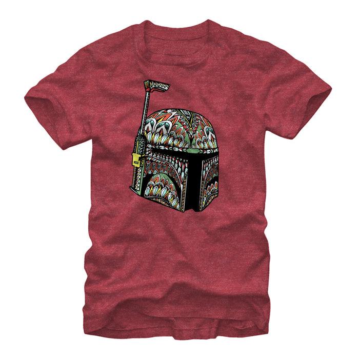 fifth sun Men's Star Wars Tribal Print Boba Fett Helmet T-Shirt
