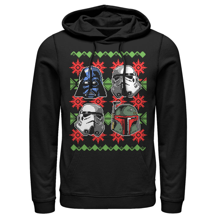 fifth sun Men's Star Wars Ugly Christmas Empire Helmets Pull Over Hoodie