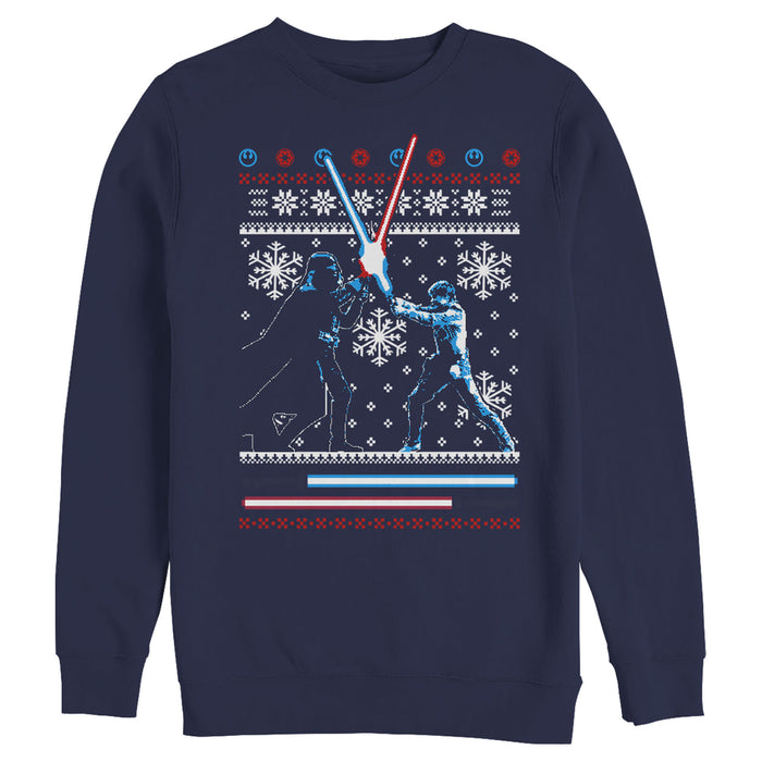 fifth sun Men's Star Wars Ugly Christmas Lightsaber Duel Sweatshirt