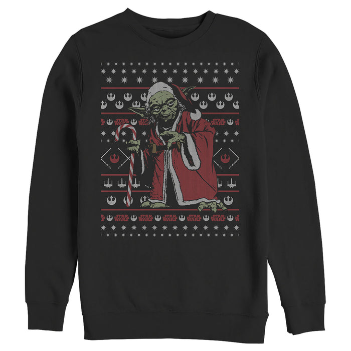Fifth Sun Men's Star Wars Ugly Christmas Santa Yoda Sweatshirt