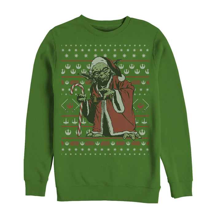 fifth sun Men's Star Wars Ugly Christmas Santa Yoda Sweatshirt