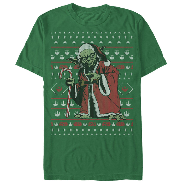 fifth sun Men's Star Wars Ugly Christmas Santa Yoda T-Shirt