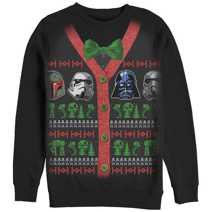fifth sun Men's Star Wars Ugly Christmas Villain Helmet Sweatshirt