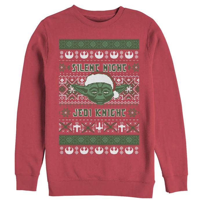 fifth sun Men's Star Wars Ugly Christmas Yoda Silent Night Sweatshirt