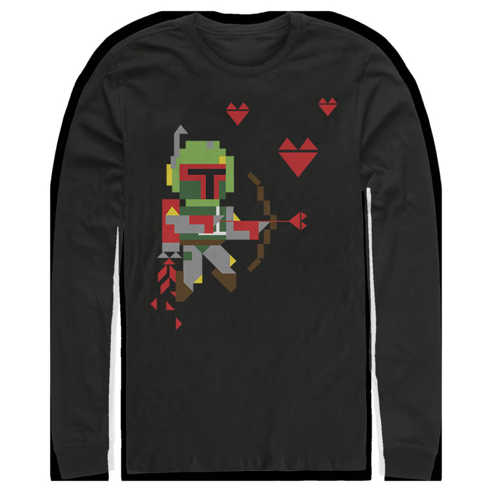 fifth sun Men's Star Wars Valentine's Day Boba Fett Cupid Long Sleeve Shirt
