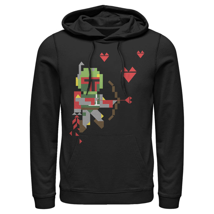 fifth sun Men's Star Wars Valentine's Day Boba Fett Cupid Pull Over Hoodie