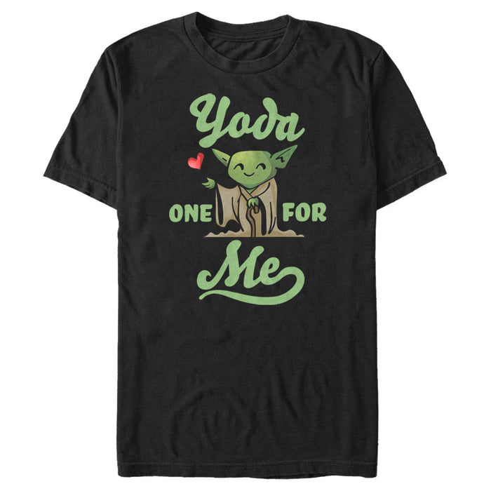 fifth sun Men's Star Wars Valentine's Day Yoda One for Me Black T-Shirt