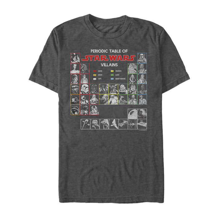 fifth sun Men's Star Wars Villain Periodic Table of Elements T-Shirt