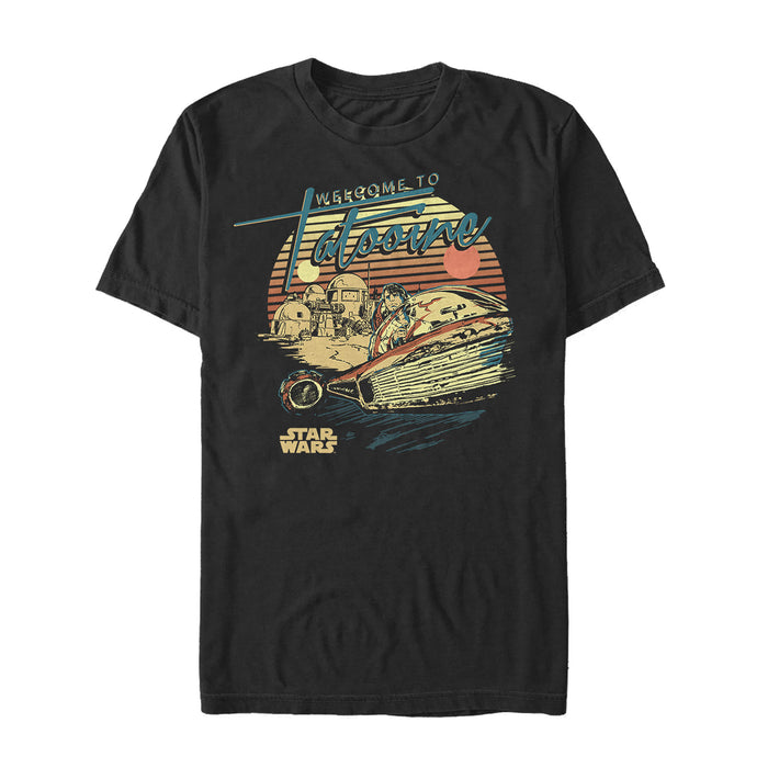 fifth sun Men's Star Wars Welcome to Tatooine Travel Poster T-Shirt