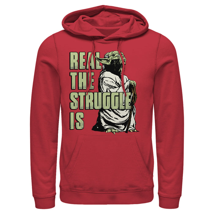 Fifth Sun Men's Star Wars Yoda Real The Struggle Is Pull Over Hoodie