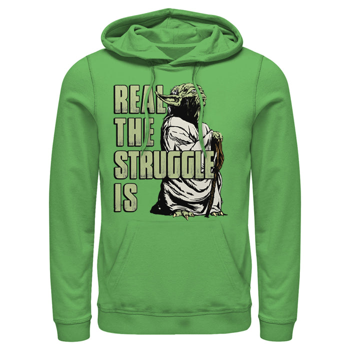 Fifth Sun Men's Star Wars Yoda Real The Struggle Is Pull Over Hoodie