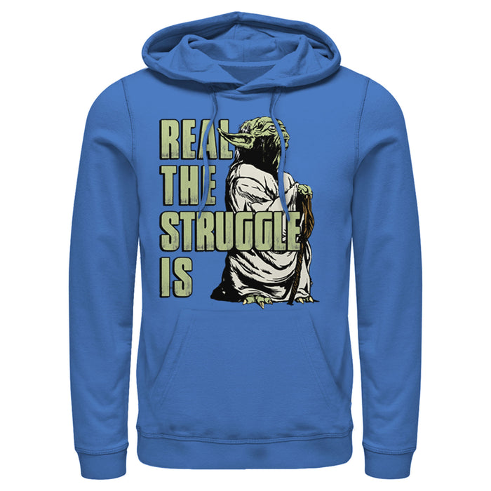 fifth sun Men's Star Wars Yoda Real the Struggle Is Pull Over Hoodie