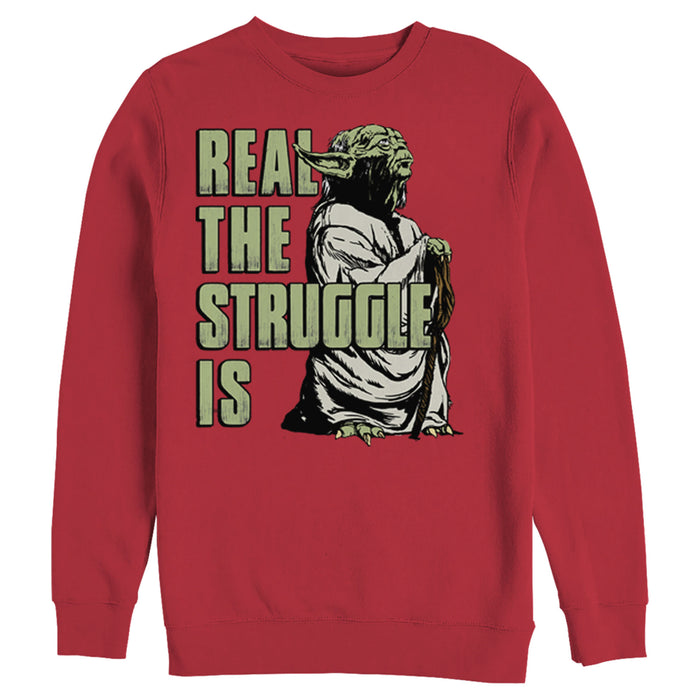 fifth sun Men's Star Wars Yoda Real the Struggle Is Sweatshirt