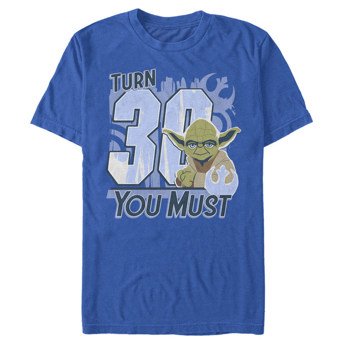 fifth sun Men's Star Wars Yoda Turn 30 You Must Rebel Logo Portrait T-Shirt