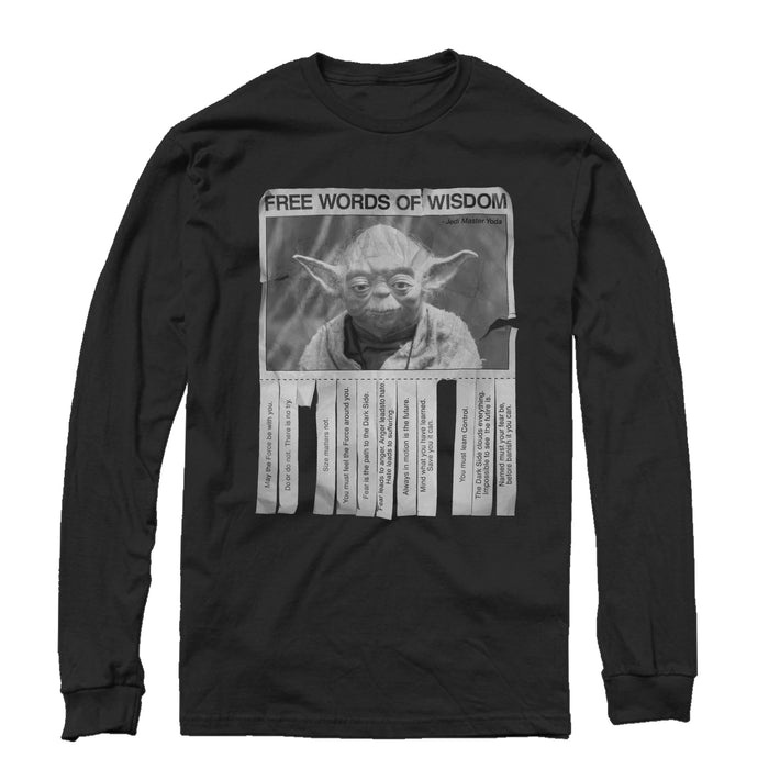 fifth sun Men's Star Wars Yoda Words of Wisdom Long Sleeve Shirt