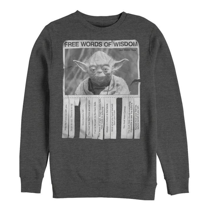 fifth sun Men's Star Wars Yoda Words of Wisdom Sweatshirt