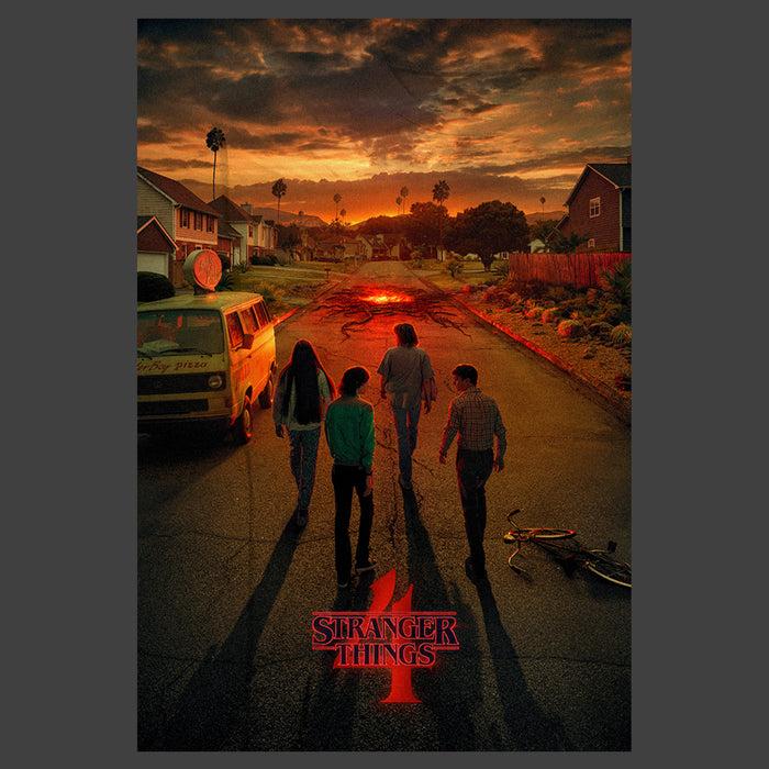Fifth Sun Men's Stranger Things Four Friends Rift Apocalypse Poster Sweatshirt