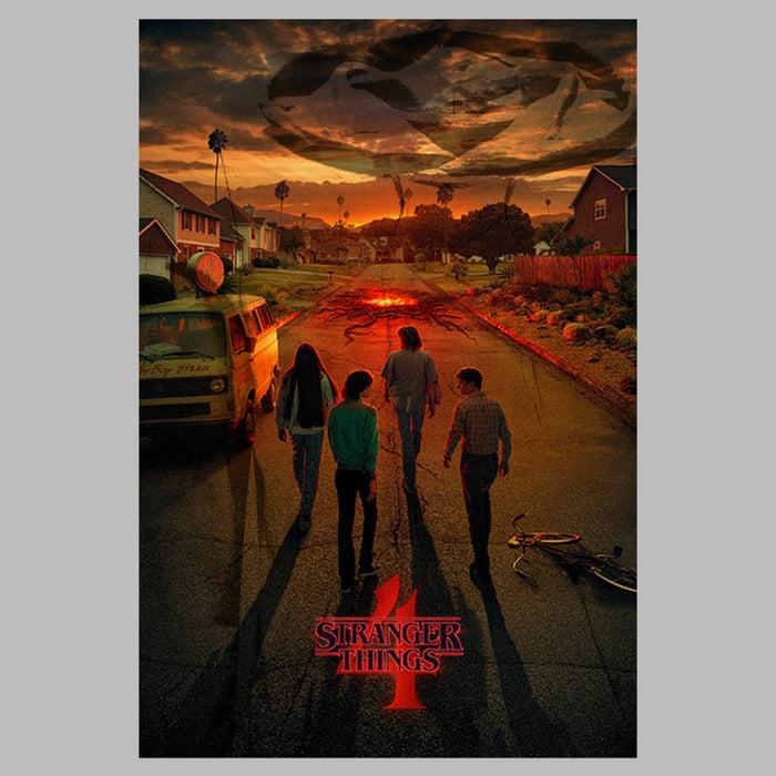 Fifth Sun Men's Stranger Things Four Friends Rift Apocalypse Poster Pull Over Hoodie