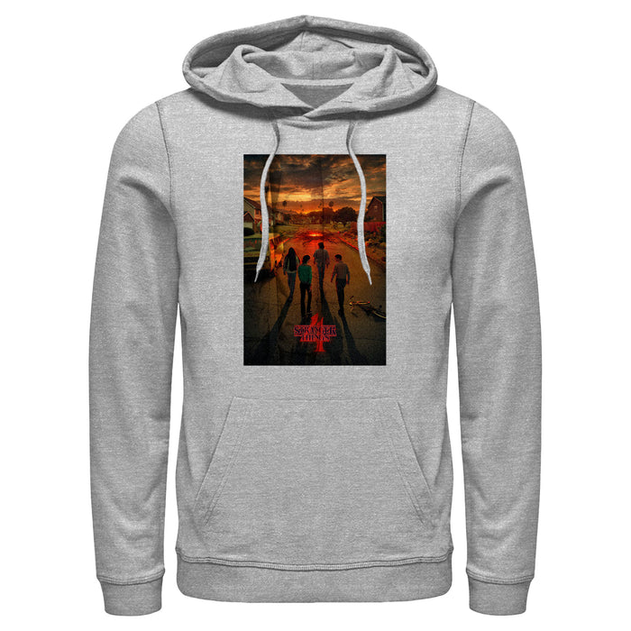 fifth sun Men's Stranger Things Four Friends Rift Apocalypse Poster Pull Over Hoodie