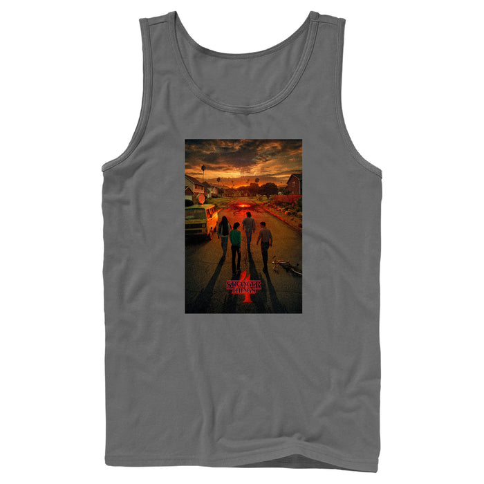 fifth sun Men's Stranger Things Four Friends Rift Apocalypse Poster Tank Top